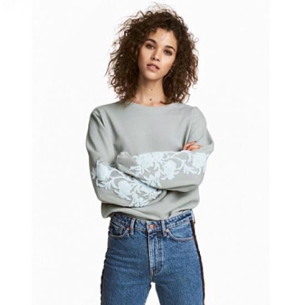 Sweatshirt with Appliqués on Sleeve